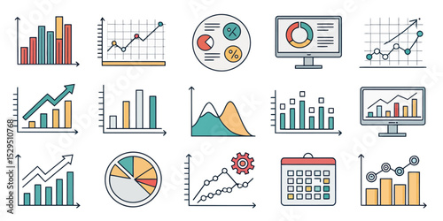  Data Analytics Vector Icon Set — Adjustable Line Weight Design Elements