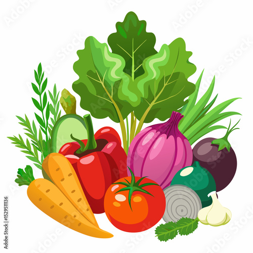 vegetables on a white background