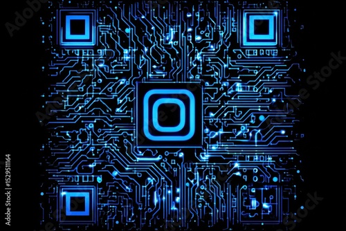 Glowing Blue Circuit Board Technology Design