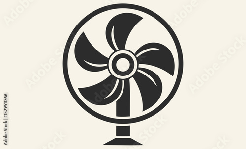 fan, rotor, propeller, ventilator, cooling, air, wind, Fan propeller icon silhouette, ventilator blade vector, air circulation symbol, cooling device silhouette, black shape graphic, Fan ventilator