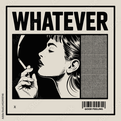 Vintage Smoking Woman Illustration