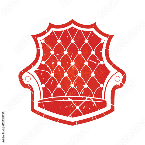 Vintage Tufted Armchair Vector Illustration with Rustic Texture on White Background