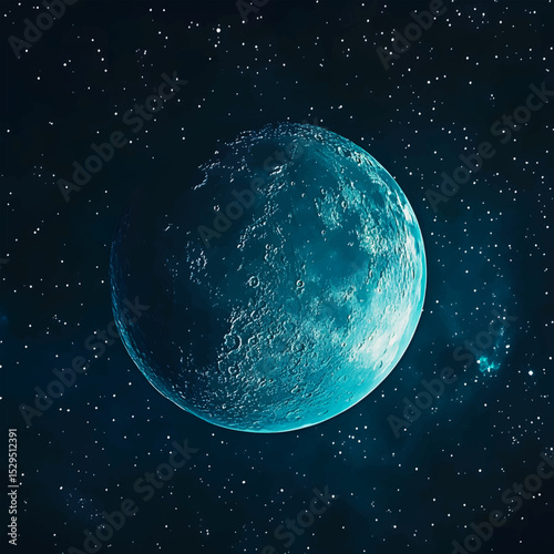 Celestial Moon in the Night Sky Vector illustration.
