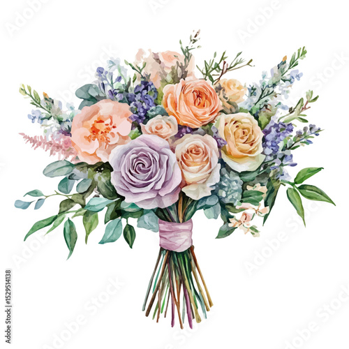 watercolor vector of Bridesmaid Bouquets, high quality, isolated on a white background.