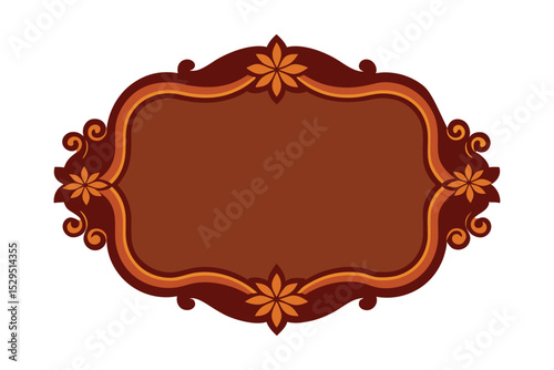 Decorative ornamental frame with flower motifs in brown tones for design projects
