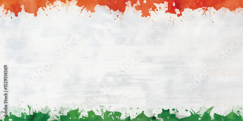 Abstract indian flag theme tricolor watercolor background saffron, orange, kesari, green, independence day, republic day, banner, 15 august, 26 january, Horizontal, Grunge, brush, stroke, vector,