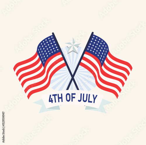 Celebrate America's Independence Day 4th of July Patriotic Flags Design