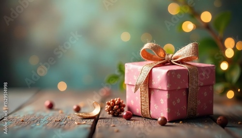 Floating gift boxes, rustic twine, ethereal feel , marketing, minimal