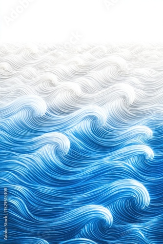 Abstract Blue Waves Digital Art