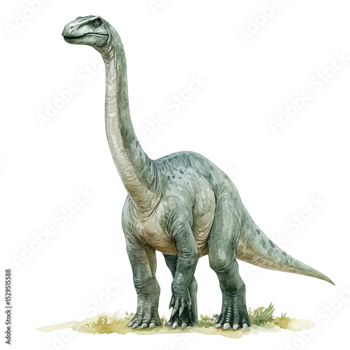 watercolor vector of Brachiosaurus, high quality, isolated on a white background.