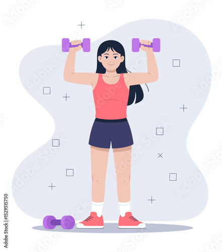 Woman Lifting Dumbbells in Gym