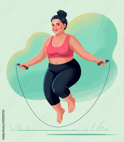 Woman Jumping Rope in Outdoor Park