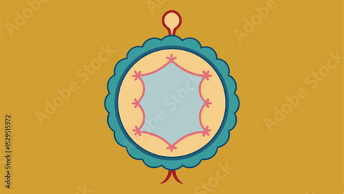 Decorative ornamental medallion vector graphic with colorful details on solid background