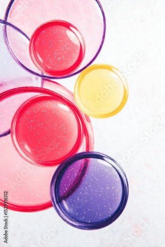 Abstract Colorful Glitter Circles on White Background