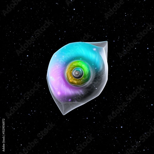 Abstract Cosmic Tapestry: Teal Purple Green Swirl Nebula in Dark Space