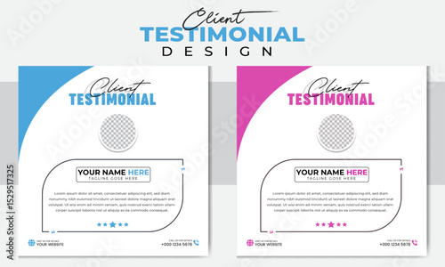 Modern clean customer feedback testimonial social media post web banner template. client testimonial comment or multiple colour design. Customer review banner set. Testimonial banner design.