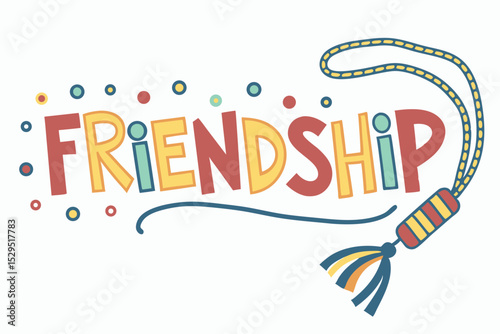 Flat style friendship bracelet with name typography design