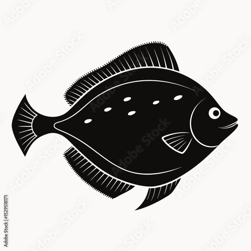 Flounder silhouette illustration on a white background simple graphic design of a flatfish vector art