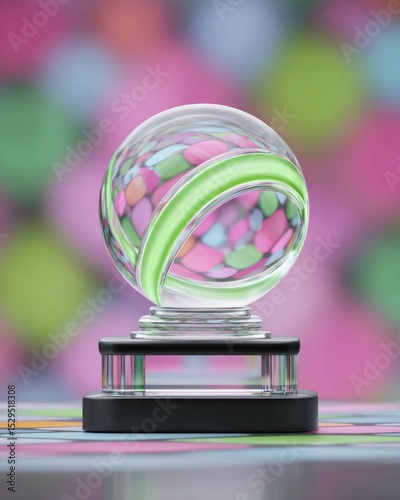 Abstract Glass Sphere with Pastel Colors on a Colorful Background