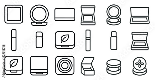 Beauty and makeup outline icons set – linear, cosmetic, skincare symbols