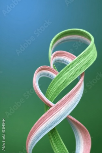 Abstract Green Pink Blue Ribbon Twirl Design