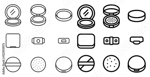 Cosmetics and beauty outline icons set – skincare, makeup, grooming symbols