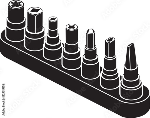 Assorted screwdriver bits in organizer tray.
