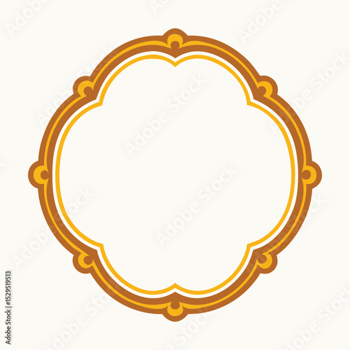 Ornamental clover leaf frame in brown and yellow for design projects