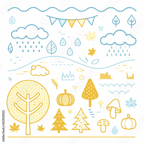 Autumn Harvest Banner – Colorful Fall Leaves and Pumpkins Vector Design