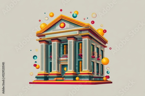 Colorful Geometric Building Illustration