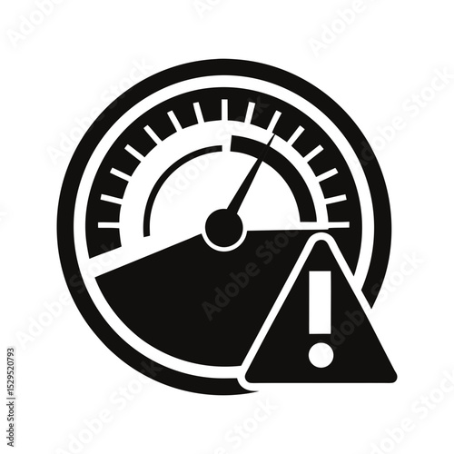 Speedometer icon with warning exclamation mark