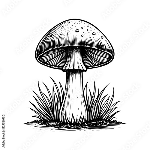 Vintage engraving mushroom vector illustration