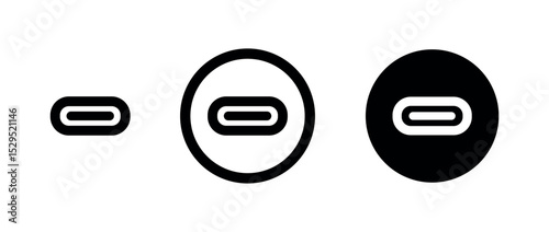 USB type C icon. Data cable and charger type C png and vector illustration on transparent background