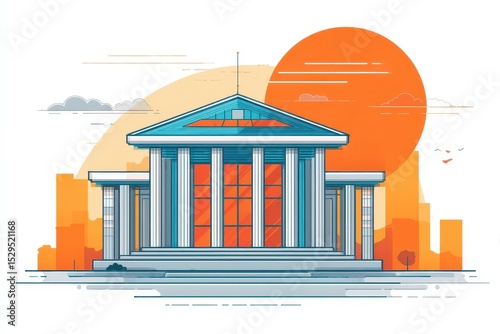 Classical Building Cityscape Illustration
