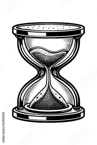 Vintage hourglass engraving style vector illustration
