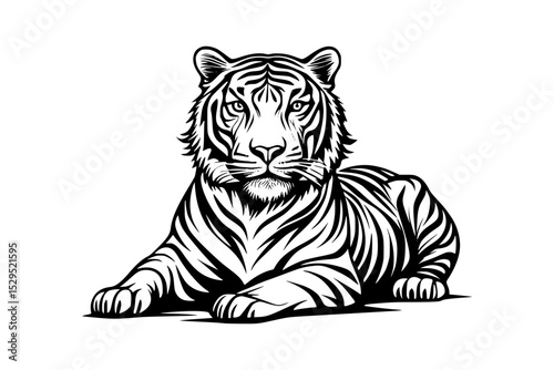 Vintage tiger engraving vector illustration