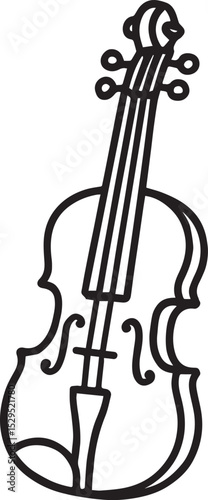 Simple Viola Instrument Line Art Vector