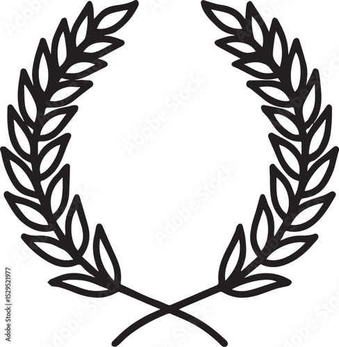 Wheat Wreath Outline Vector Artwork