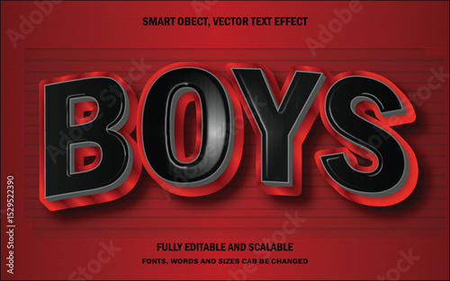 3d vector text effect boys word.