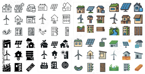 Eco-friendly 3d icons set – sustainable, green, nature, renewable energy symbols