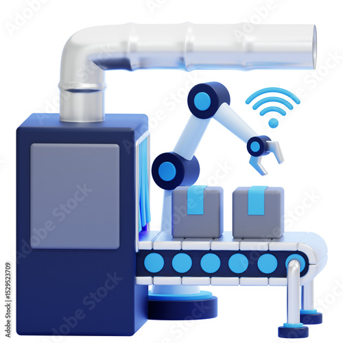 PNG 3D Manufacturing Automation Icon Isolated on a White Background