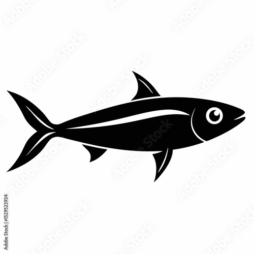 Anchovy Silhouette Illustration on White Background Detailed Vector Design of a Single Fish
