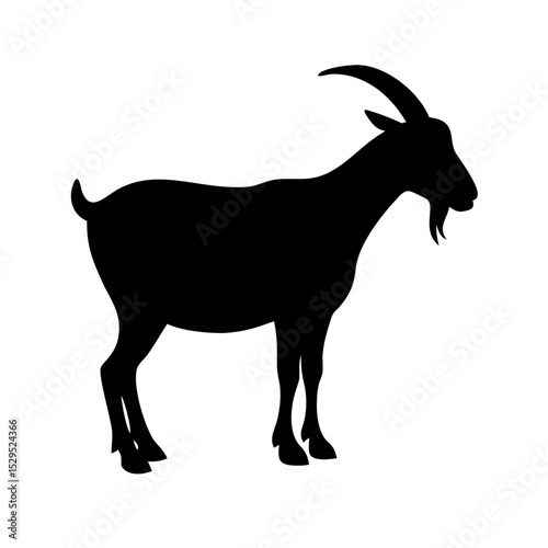 Majestic Goat Silhouette A Black and White Vector Illustration