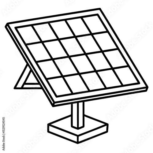 Minimal Solar Panel Vector Illustration on White Background