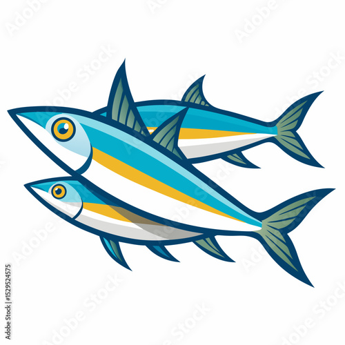 Vector Illustration of Anchovies on a White Background Featuring Seafood Food and Culinary Elements