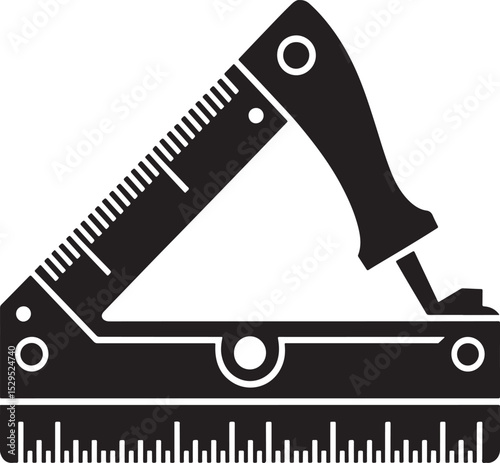 Black and white icon of a folding try square.