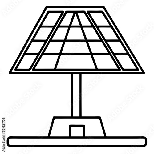 Minimal Solar Panel Vector Illustration on White Background