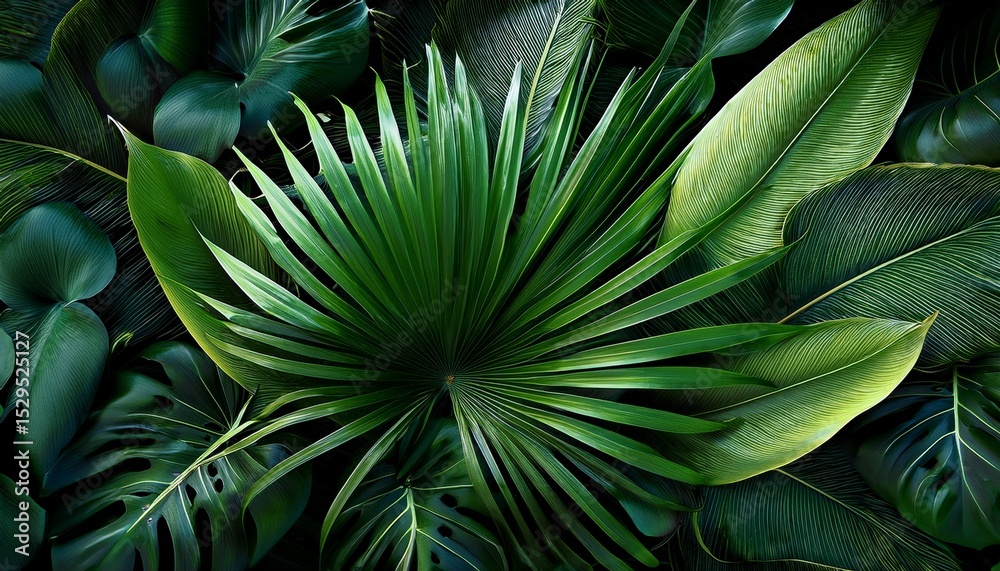 Fototapeta premium tropical leaves foliage plant jungle bush floral