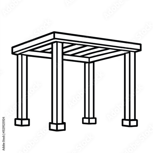 Ancient Structure Silhouette: A minimalist architectural illustration, depicting a classic pillar-supported structure with clean lines, embodying timeless design.