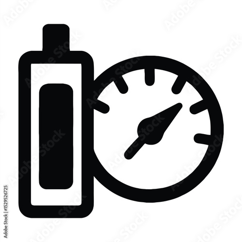 Pressure Gauge Icon: A simple yet effective illustration of a pressure gauge, symbolizing measurement, control, and precision in various industrial and mechanical contexts.